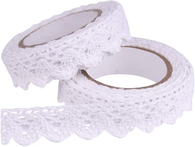 Shopcentral - Self Adhesive Lace Tape - Vintage Decoratie - Wit - Scrapbooking - Perfect voor Cadeaus en Bruiloften - 2 Rollen van 1.7 M