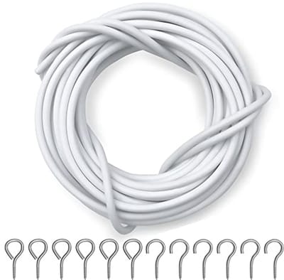 Netgordijndraad en haken set - 4 meter met 8 ogen en haken voor multifunctioneel gebruik