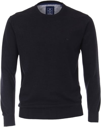Redmond heren trui katoen - O-hals - donkerblauw