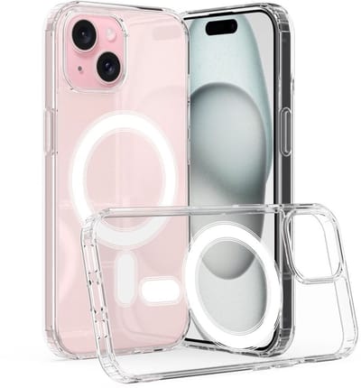 Transparant Hoesje Geschikt voor Apple iPhone 15 | Compatibel met MagSafe / Qi2 | Dun TPU | Back Cover met Magneet | Doorzichtig | Ultra Dun