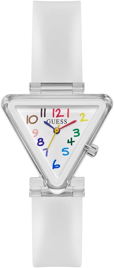 Guess Trina Quartz Analoog Horloge Transparant Kast Gemaakt Van 100% Biogebaseerd Nylon En Een Armband Van 100% Siliconen 31 GK0012L1, GK0012L2