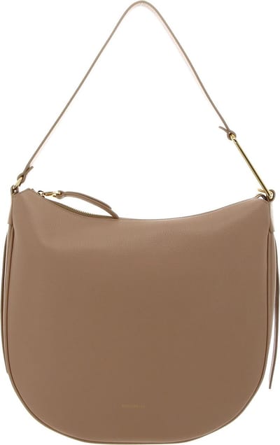 COCCINELLE Leren Schoudertas Priscilla Handbag Grained Leather Toasted Beige