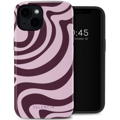 Selencia Hoesje - Geschikt voor Apple iPhone 14 - Backcover geschikt voor MagSafe - Wavy Swirl Pink Plum