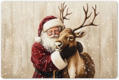 Placemats 45x30 cm - Placemat kunststof - 1 stuk - Kerstman - Rendier - Sneeuw - Kleurrijk - Borden onderleggers - Decoratie voor op tafel - Keuken tafeldecoratie accessoires - Vinyl onderlegger - Tafelversiering
