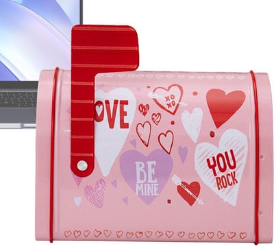 Brievenbus - Liefdesbrievenbus San - Romantische Gelegenheden - Robuuste Blikken Constructie - 13.5 x 8 x 9.5 cm - Roze