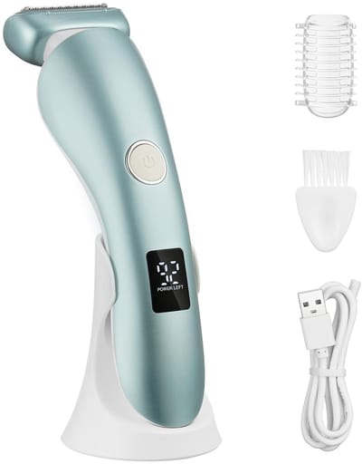 LISM-Elektrisch scheerapparaat voor vrouwen, draadloos nat en droog scheerapparaat, pijnloos intiem scheerapparaat, geschikt voor oksels, bikinilijn en benen (blauw).