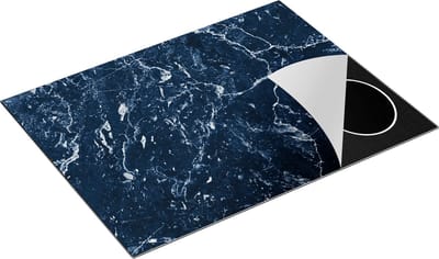 Chefcare Inductie Beschermer Donkerblauwe Marmer - Blauw - 77x59 cm - Afdekplaat Inductie - Kookplaat Beschermer - Inductie Mat
