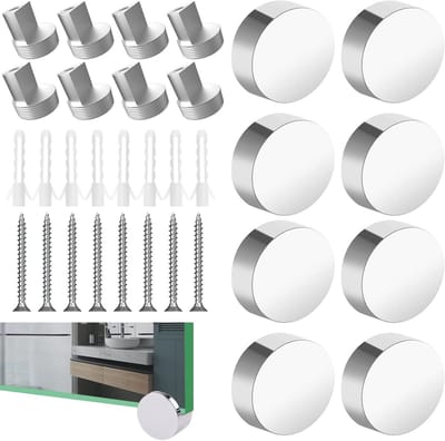 Set van 8 Spiegelsupports met 0.01mm Wandafstand voor Acryl en Glas, Universele Klemmen voor Plaatdikte 2.5-6mm, RVS Glashouders voor Keuken en Interieurdecoratie