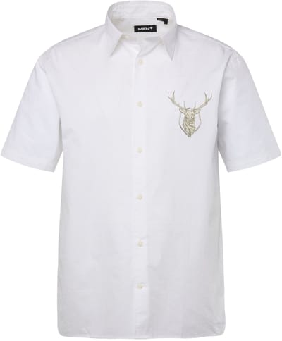 Men Plus - Heren - Klederdracht overhemd korte mouwen kentkraag comfort fit - Sneeuwwit - Maat 3XL