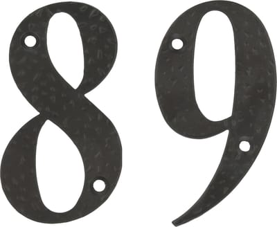 AMIG Huisnummer 89 - massief gesmeed staal - 10cm - incl. bijpassende schroeven - zwart
