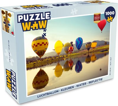 Puzzel Luchtballon - Kleuren - Water - Reflectie - Legpuzzel - Puzzel 1000 stukjes volwassenen