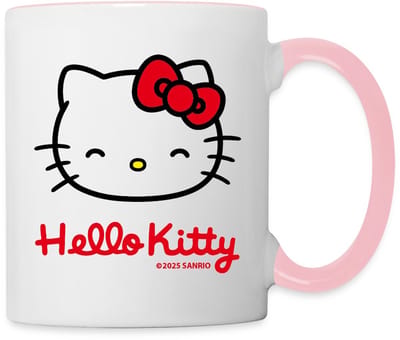 Hello Kitty Lacht Met Hello Kitty-Letters Mok Tweekleurig