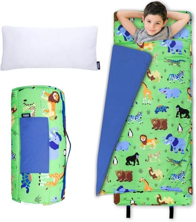 Kinder dutjes mat - Slaapmat peuter - Dutjes op school - Ingebouwde deken en kussen - 50 x 20 inch