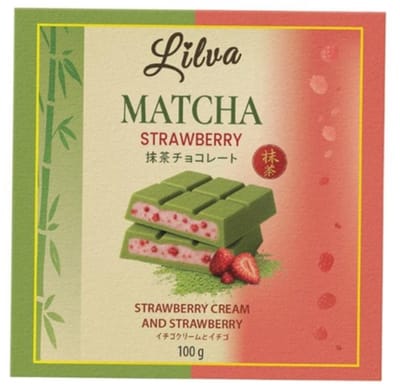 Lilva Matcha Aardbei Chocolade 100g