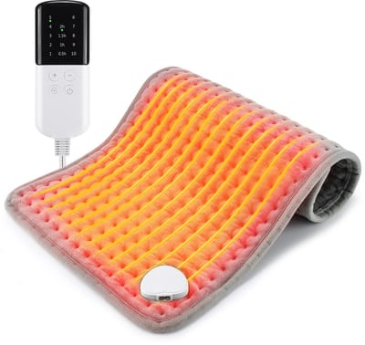 Elektrische deken, 10 temperatuurstanden, 4 timingstanden, thuistherapie-verwarmingskussen, 38-60 ℃, grijs, 60x30x0,8CM