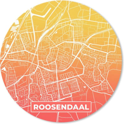Muismat rond 20x20 cm - Mousepad Stadskaart - Roosendaal - Oranje - Geel - Ronde muismatten