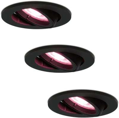 Homeylux® Smart WiFi LED inbouwspots Zwart 3 stuks dimbaar RGBWW - Oslo - kantelbaar - IP20 - 400lm - Bedienbaar via Homeylux® App - Google Home en Amazon Alexa