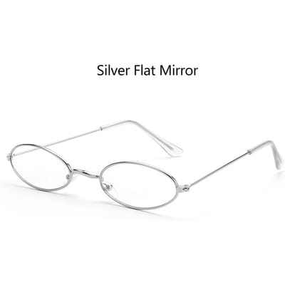 Retro Zwart Grijs Kleine Ovale Zonnebril Hip Hop Rode Lens Zonnebril Vintage Tinten Zonnebril Bril voor Mannen Vrouwen