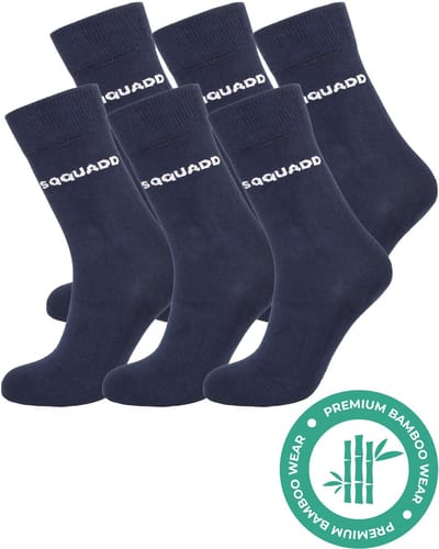 SQQUADD® Bamboe Sokken Dames en Heren - Donkerblauw 6-pack - Maat 35-38 - Naadloos en Duurzaam - Tegen Zweetvoeten - Bamboo - Blauw Navy