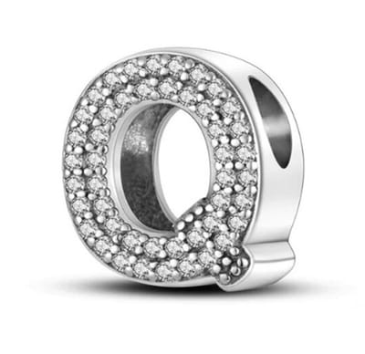 RomyStones – Letter Bedel Q – 925 Sterling Zilver – Zirkonia – Voor je Bedelarmband - Alfabet