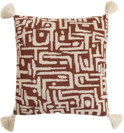 Urbane Hide Maze Gebreide Kussenhoes - 45x45 cm - 100% Katoen - Sierkussenhoes Donker Koffie - Luxe Woonaccessoire (Zonder Binnenkussen)