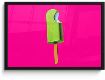 Poster in lijst - Fotolijst 60x40 cm - Posters - Ijsje - Stokje - Minimalistisch - Groen - Posterlijst zwart - Decoratie - Wanddecoratie woonkamer - Muurdecoratie slaapkamer