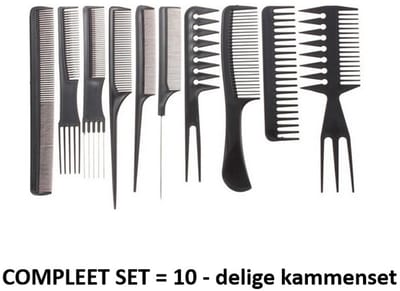 Professionele -10 delige kammenset - in Etui - Kammen - Fijne Kam - Grove Kam - 10 kammen - Kappers kammen - Haarkam - Haarkammen - Comb set- Zwart - Underdog Tech
