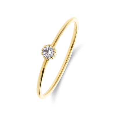 Lucardi Dames 9 karaat ring met zirkonia voor dames - Ring - 9 Karaat - Goudkleurig - 17 / 53 mm