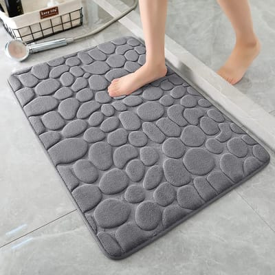 Donkergrijze reliëf kiezels superabsorberende machine kan de vloermat van de waterabsorberende badkamer reinigen 500MMx800MM gray