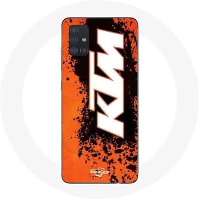 Samsung Galaxy A51 hoesje KTM Logo wit oranje achtergrond