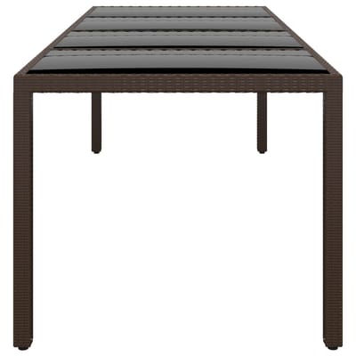 vidaXL - Tuintafel - met - glazen - blad - poly - rattan - bruin