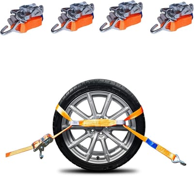 Spanbanden voor autotransport, 3.000 daN, 3.000 kg, 3 meter, DIN EN 12195-2, sjorband voor wielbeveiliging op aanhanger, auto, quads, bestelwagen