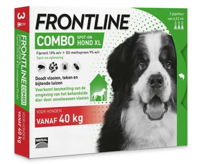 Frontline Combo Spot On Anti Vlooien en Teken Druppels Hond XL - 2 x 3 pipetten - Voordeelverpakking