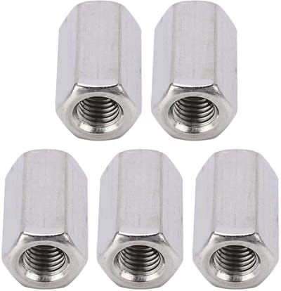 Dailygoods- Koppelingsmoer M10 x 1,5 - Zeskantige Moer - 304 Roestvrij Staal - 30mm Lengte - 5 Stuks - Duurzaam en Stevig