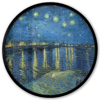 Poster in lijst Rond - Fotolijst 40x40 cm - Posters - De Sterrennacht - Vincent van Gogh - Ronde posterlijst zwart - Decoratie - Wanddecoratie woonkamer - Muurdecoratie slaapkamer
