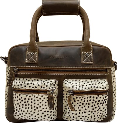 Handtas - Cheetah- Cognac - Crossbody Dames Tas – Cowboybag - Schoudertas Leer - Lichtbruin - Westernbag