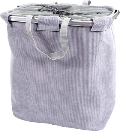 Wasmand MCW-C34, Wasmand met trekkoord Wasmand met trekkoord, 2 compartimenten Handgreep 54x52x32cm 89l ~ koord grijs