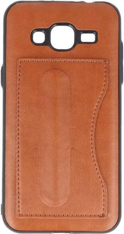 Standing TPU Wallet Case - Hoesje Geschikt voor Samsung Galaxy J3 / J3 2016 Bruin