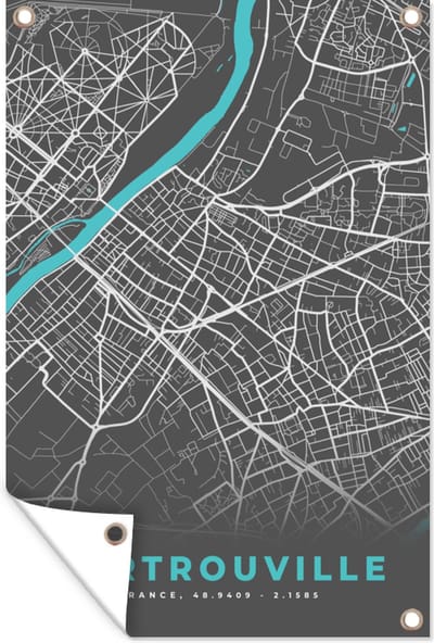 Muurdecoratie Sartrouville - Frankrijk - Plattegrond - Kaart - Stadskaart - 120x180 cm - Tuinposter - Tuindoek