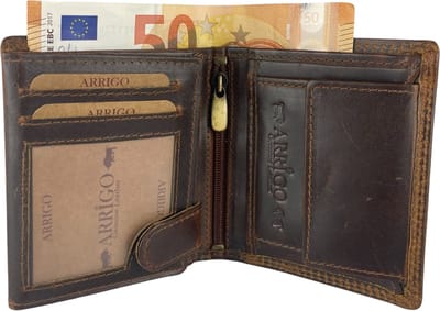 Portemonnee Mannen - Bruin - Lederen Portefeuille Heren - Klein - Bruine Heren Portemonnee - Anti Skim - Billfold