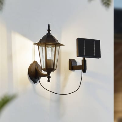 Lindby - solar buitenlamp - 1licht - Aluminium spuitgietwerk, glas - H: 36.5 cm - zwart - Inclusief lichtbron