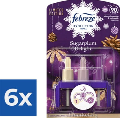 Ambi Pur Electric Navulling 3volution  Sugarplum Delight 20 ml - Voordeelverpakking 6 stuks
