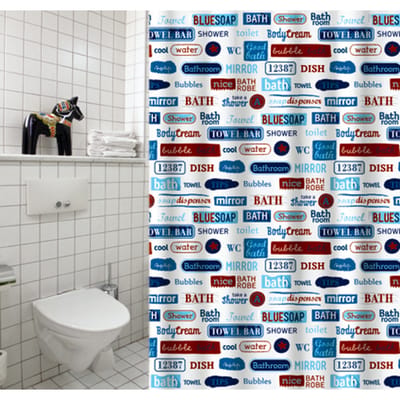 Msv Douchegordijn Labels Multikleur 180cm