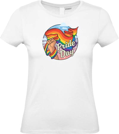 Dames T-shirt Pride Day | Gay pride shirt kleding | Regenboog kleuren | LGBTQ | Wit dames | maat XS
