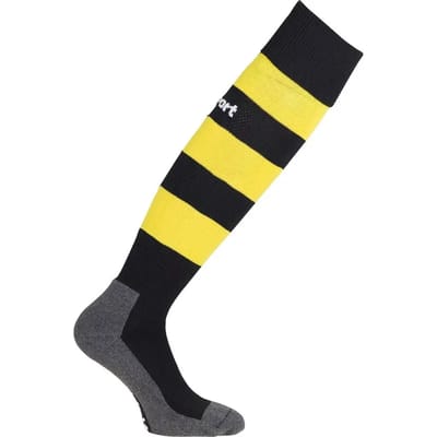 Uhlsport Team Pro Essential Stripe Voetbalkousen - Zwart / Geel | Maat: 28-32