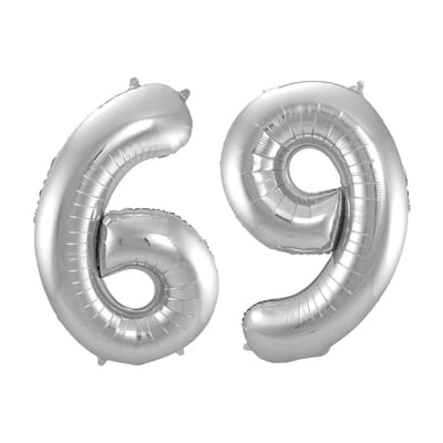 Folieballon 69 jaar - Zilver - 86 cm
