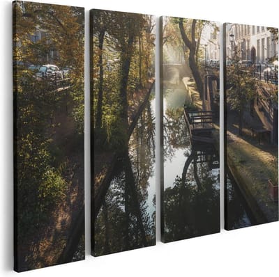 Artaza Canvas Schilderij Vierluik Nieuwe Gracht In Utrecht - 80x60 - Foto Op Canvas - Canvas Print