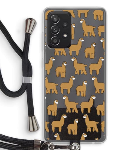 Case Company® - Hoesje met koord geschikt voor Samsung Galaxy A52s 5G hoesje met Koord - Alpacas - Telefoonhoesje met Zwart Koord - Bescherming aan alle Kanten en Over de Schermrand