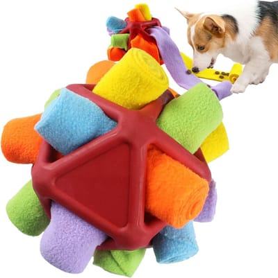 Honden Snackbal - Snuif Speelgoed - Mentale Stimulatie - Interactieve Uitdaging - 18.3 x 14.2 x 11.6 cm - Rood