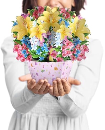 Lelie 3D Pop-Up Bloemenboeket Kaart - Cadeaukaart voor Moederdag en Verjaardagen